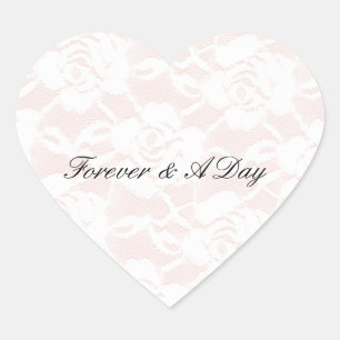 Romantic White Roses Blush Pink Wedding Heart Sticker