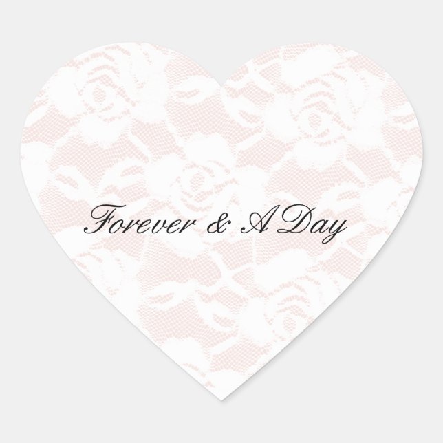 Romantic White Roses Blush Pink Wedding Heart Sticker (Front)