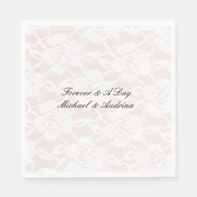 Romantic White Roses Blush Pink Wedding Napkin (Front)