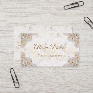 Romantic white roses business card