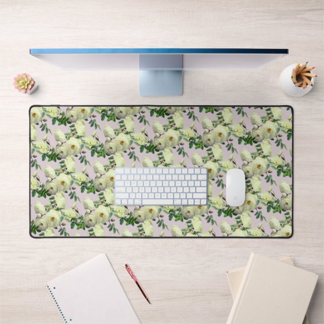 Romantic White Roses  Desk Mat (Office 1)