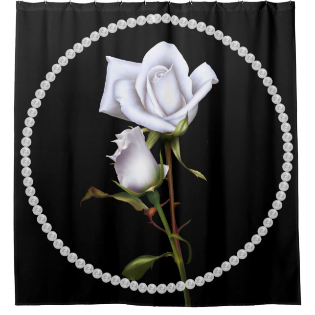 Romantic White Roses Elegant Floral Chic Black (Front)