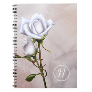 Romantic White Roses Elegant Floral Shabby Chic Notebook