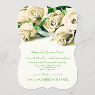 Romantic White Roses Elopement Announcement
