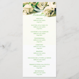 Romantic White Roses Wedding Program