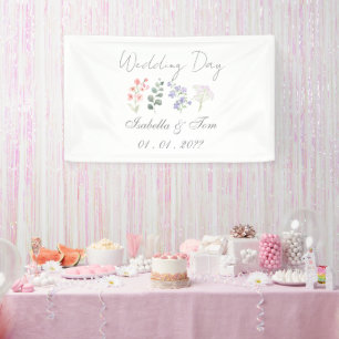 Romantic Wildflower Botanical Lavender Wedding  Banner