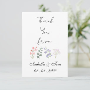 Romantic Wildflower Botanical Lavender Wedding  Thank You Card