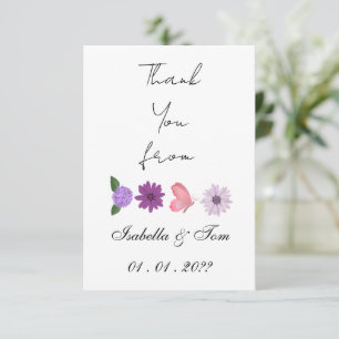 Romantic Wildflower & Butterfly Garden Wedding Thank You Card
