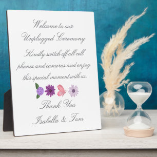 Romantic Wildflower & Butterfly Unplugged Ceremony Plaque