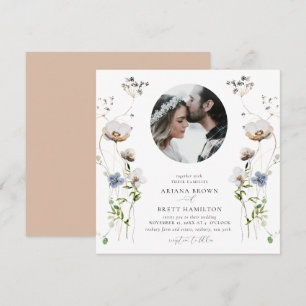 Romantic Wildflower Calligraphy Wedding Invitation