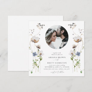 Romantic Wildflower Calligraphy Wedding Invitation