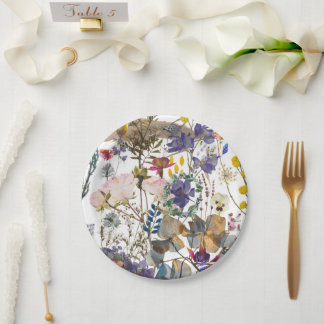 Romantic Wildflower Collage Paper Plate