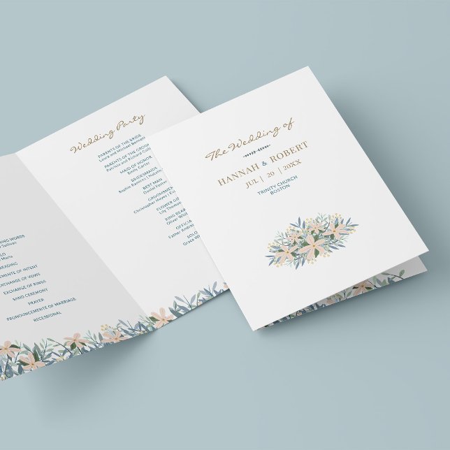Romantic Wildflower Folded Wedding Program (Creator Uploaded)