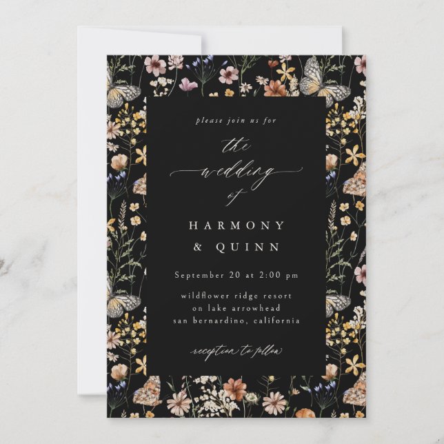 Romantic Wildflower Frame Wedding Invitation (Front)