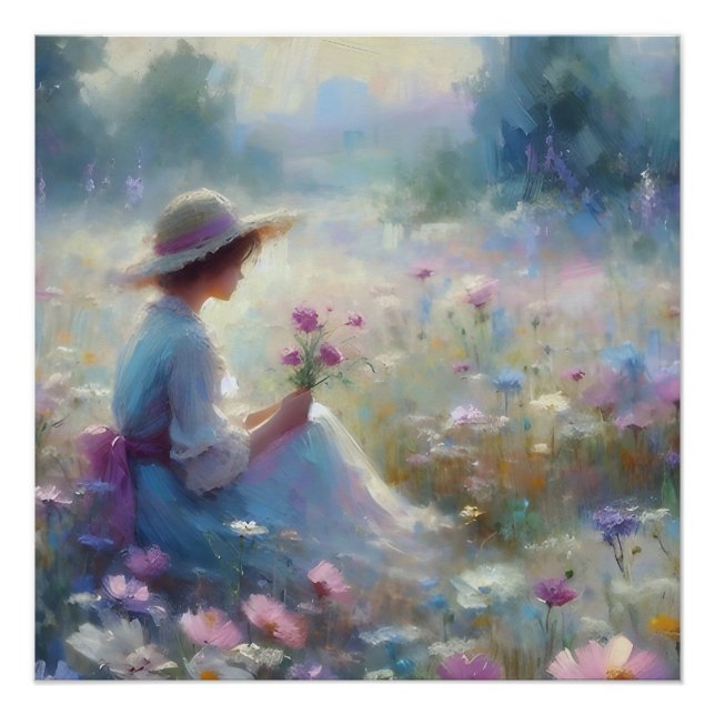Romantic Wildflower Meadow Girl  Poster (Front)