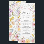 Romantic Wildflower Meadow Wedding Menu Card<br><div class="desc">These beautiful menu cards will add the perfect touch to your special occasion. The whimsical design features hand-painted watercolor wildflowers in a soft spring aesthetic.</div>