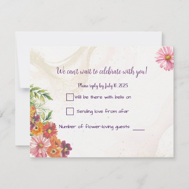 Romantic Wildflower Spring Wedding Response Cards (Front)