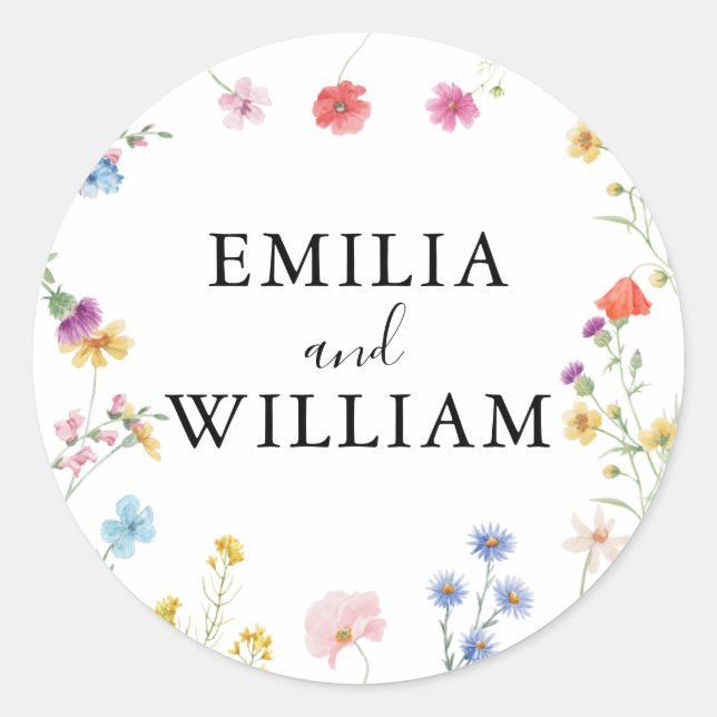 Romantic Wildflower Wedding Envelope Seals (Front)