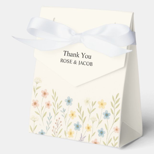 Romantic Wildflower Wedding Favour Box (Front)