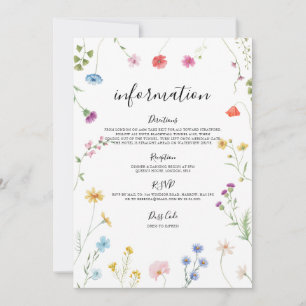 Romantic Wildflower Wedding Information Card