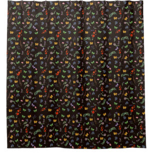 Romantic Wildflowers and Butterflies Black