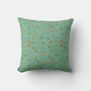 Romantic wildflowers patterned throw pillow