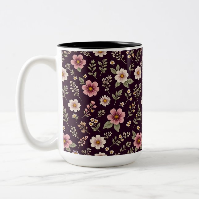 Romantic Wildflowers Plum Mug (Left)