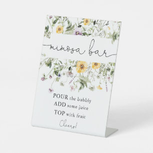 Romantic wildflowers spring mimosa bar sign