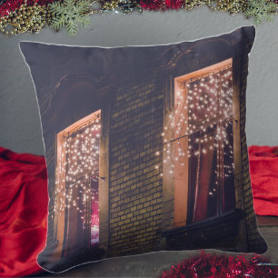 Romantic windows throw pillow