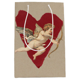 Romantic Wine Red Heart Angel Bow & Arrow Classic  Medium Gift Bag