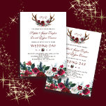 Romantic Winter Burgundy Floral Antlers Wedding Invitation<br><div class="desc">Elegant,  Burgundy,  White Floral card design. It features gorgeous Burgundy,  White watercolour bouquet,  floral antlers,  unique floral arrows with hearts as divider,  on the back a Burgundy background. Use Customize tool to add your info. For matching items,  please,  visit my Winter Floral Bouquet Collection.</div>