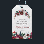 Romantic Winter Burgundy Floral Pine Wedding Gift Tags<br><div class="desc">Elegant,  Burgundy,  White Floral card design. It features gorgeous Burgundy,  White watercolour bouquets,  on faded snowflakes background. Use Customize tool to add your info. For matching items,  please,  visit my Winter Floral Bouquet Collection.</div>