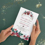 Romantic Winter Burgundy Floral Pine Wedding Invitation<br><div class="desc">Elegant,  Burgundy,  White Floral card design. It features gorgeous Burgundy,  White watercolour bouquets,  unique floral arrows with hearts as divider,  on the back a Burgundy background. Use Customize tool to add your info. For matching items,  please,  visit my Winter Floral Bouquet Collection.</div>