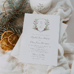 Romantic Winter Greenery Monogram Crest Wedding Invitation<br><div class="desc">Introducing our elegant winter wedding invitation, embellished with a stunning soft green and red floral wedding monogram crest and classic calligraphy! If you're looking for a wedding invitation that exudes sophistication, luxury and style, this is the perfect invitation for you. The monogram crest adds a touch of vintage elegance to...</div>