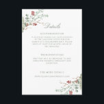 Romantic Winter Greenery Wedding Details Enclosure Card<br><div class="desc">Elegant romantic winter wedding details enclosure card,  adorned with a stunning soft green and red watercolor botanical design and classic calligraphy.</div>