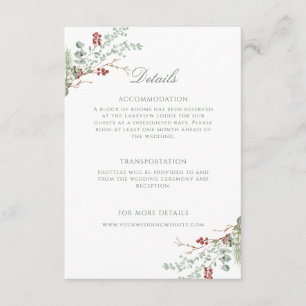 Romantic Winter Greenery Wedding Details Enclosure Card