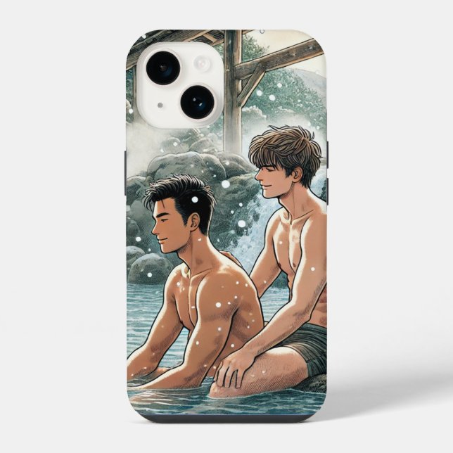 Romantic winter onsen iPhone case (Back)