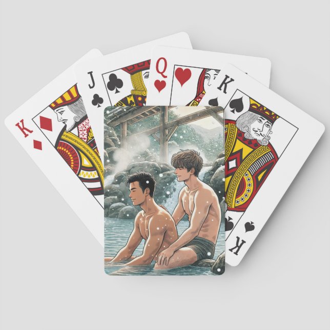 Romantic winter onsen playing cards (Back)