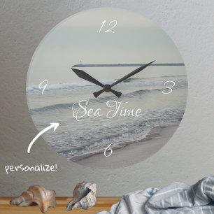 Romantic winter seascape large clock