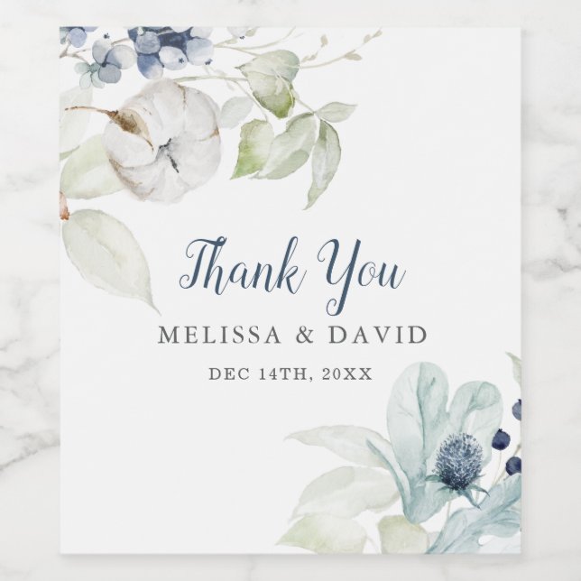 Romantic Winter Theme Wedding Thank You Stickers (Single Label)