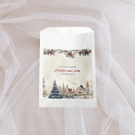 Romantic Winter Wedding Favour Bag<br><div class="desc">Savour the sweetness of your winter wedding with our delightful flavour bags! Embellished with a snowfall, snow-clad pine tree, and a charming winter village scene, these bags are the perfect treat. Fill them with goodies that warm hearts and taste buds. From the snowy details to the festive charm, these flavour...</div>