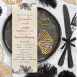 Romantic Winter Wedding  Program<br><div class="desc">Winter wedding magic unfolds in our program card! With snowfall, holy berries, and a snow-clad pine tree against a charming winter village backdrop, it's your guide to the celebration. From "I dos" to laughter and love, this program is your ticket to the snowy festivities. Share the timeline, the smiles, and...</div>