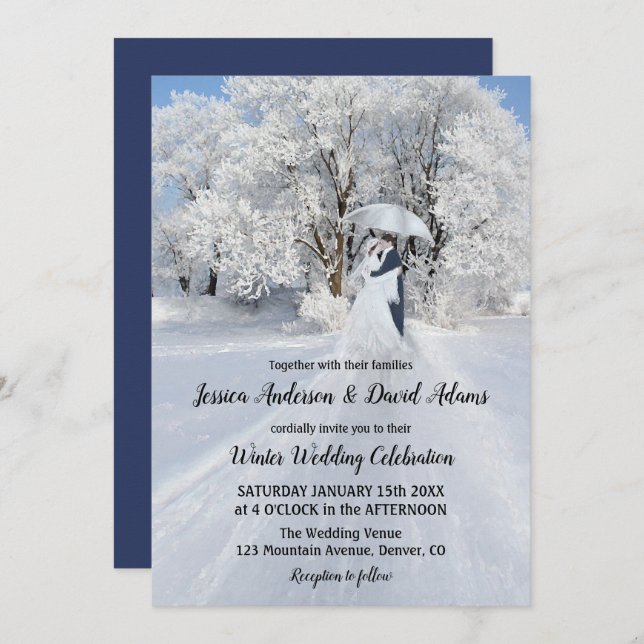 Romantic Winter Wonderland Wedding Invitation (Front/Back)