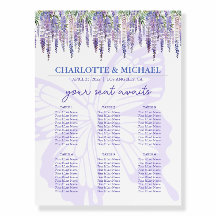 Romantic Wisteria 6 Table Wedding Seating Chart