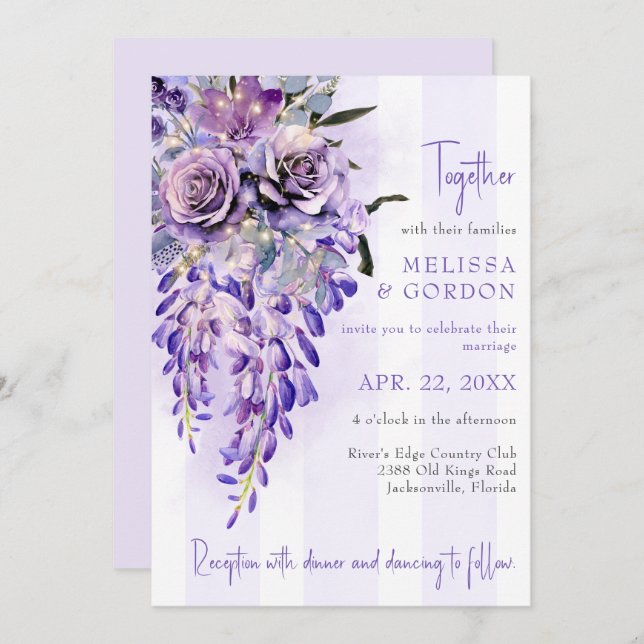Romantic Wisteria Wedding Invitation (Front/Back)