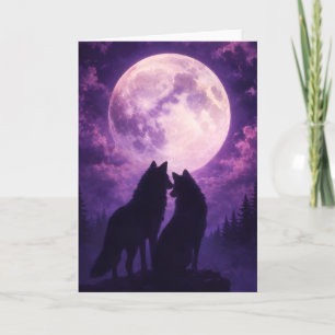 Romantic Wolf Moon Greeting Card
