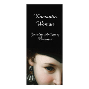 ROMANTIC WOMAN,ANTIQUE JEWELS AND PEARLS MONOGRAM RACK CARD