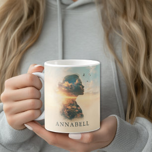 Romantic Woman Nature Silhouette Custom Coffee Mug