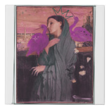 Romantic Woman with Ibis – Celestial Canvas Art