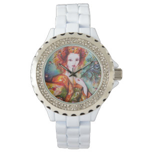 ROMANTIC WOMAN WITH PEACOCK FEATHER WATCH